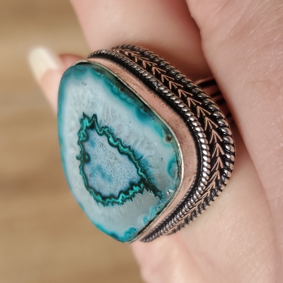 New Solar Quartz Agate 925 Silver Ring. - Picture 2 of 11